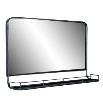 Černé kovové zrcadlo s poličkou - 60*15*40 cm 52S097
