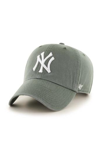 Bavlněná baseballová čepice 47brand MLB New York Yankees zelená barva, s aplikací, B-RGW17GWS-MSA