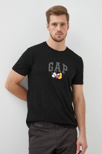 Bavlněné tričko GAP Mickey Mouse černá barva, s potiskem