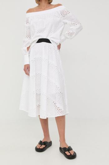 Bavlněná sukně Karl Lagerfeld bílá barva, midi, áčková