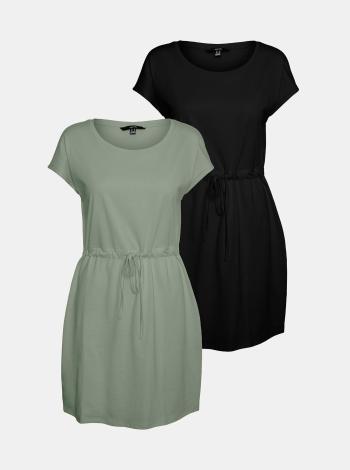 Sada dvou basic šatů v černé a zelené barvě VERO MODA April