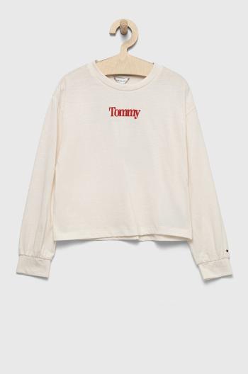 Dětské tričko s dlouhým rukávem Tommy Hilfiger bílá barva