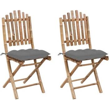 Skládací zahradní židle s poduškami 2 ks bambus, 3064003 (3064003)