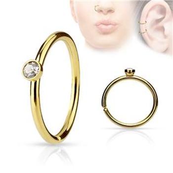 Šperky4U Zlacený piercing do nosu/ucha kruh - N01162-C