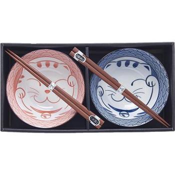 Made In Japan Sada misek 2 ks 15 cm v Červeno-modré barvě s motívem Maneki (MIJRW0024)