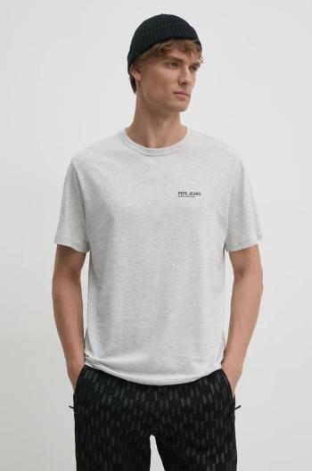 Bavlněné tričko Pepe Jeans SAM TEE šedá barva, s potiskem, PM509433