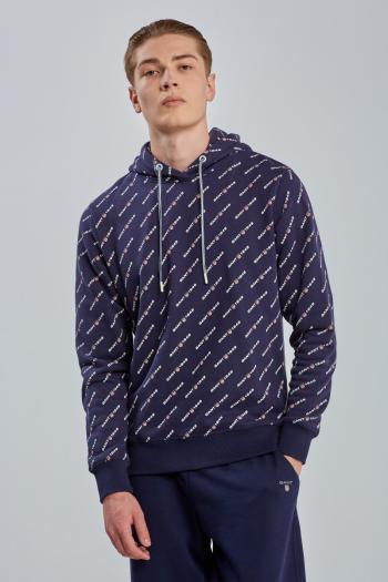 MIKINA GANT D1. GANT RETRO SHIELD PRINTS HOOD modrá L