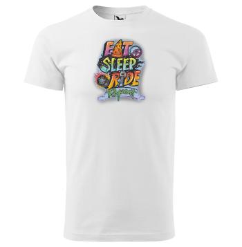 Tričko Eat sleep ride (Velikost: XS, Typ: pro muže, Barva trička: Bílá)