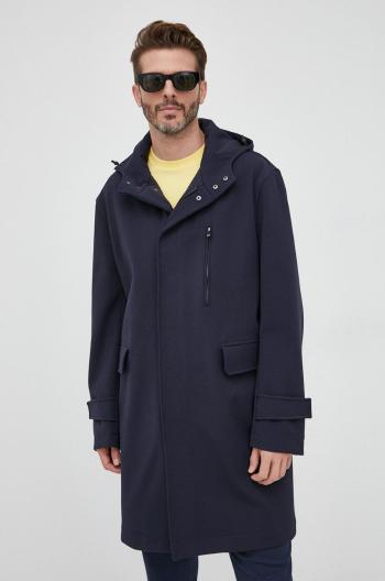 Kabát BOSS pánský, tmavomodrá barva, přechodný, oversize