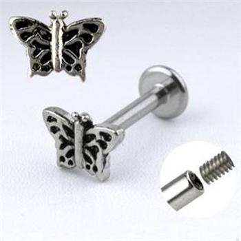 Šperky4U Piercing do brady - labreta - motýlek - LB1016