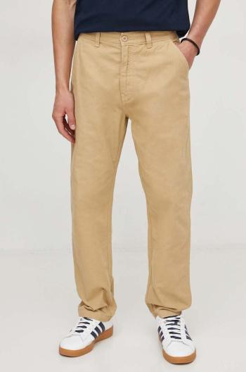 Bavlněné kalhoty Pepe Jeans RELAXED STRAIGHT CARPENTER PANT béžová barva, jednoduché, PM211649