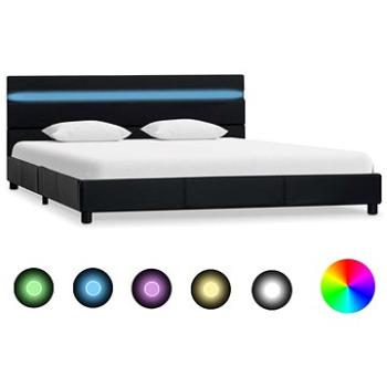 Rám postele s LED světlem černý umělá kůže 140x200 cm (284795)