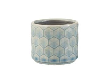 Modrý keramický obal na květináč Rhombus XS - Ø  8*7 cm 3239