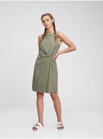 Zelené dámské šaty sleeveless knot waist dress GAP
