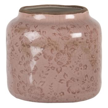Růžový keramický květináč s popraskáním Alessia VM - Ø 14*13 cm 6CE1249M
