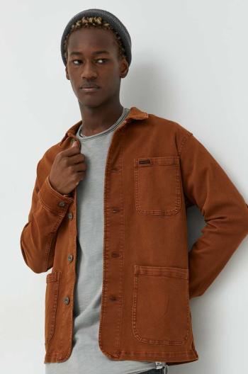 Džínová bunda Cross Jeans pánská, oranžová barva, přechodná