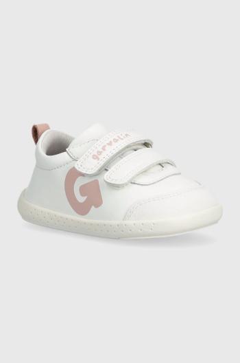 Dětské kožené sneakers boty Garvalin bílá barva