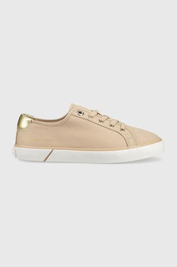 Tenisky Tommy Hilfiger LACE UP VULC SNEAKER dámské, béžová barva, FW0FW06957