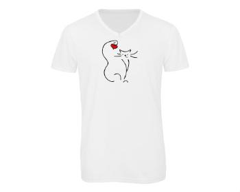 Pánské triko s výstřihem do V Love cat