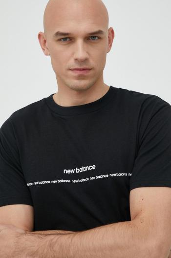 Bavlněné tričko New Balance černá barva, s potiskem