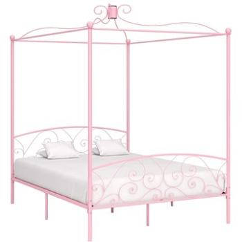 Rám postele s nebesy růžový kovový 160x200 cm (284490)