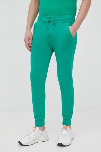 Bavlněné kalhoty United Colors of Benetton pánské, zelená barva, hladké