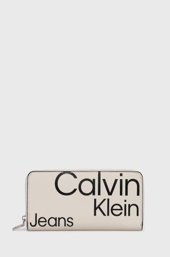 Peněženka Calvin Klein Jeans béžová barva