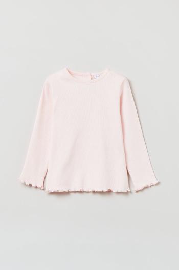Kojenecké tričko s dlouhým rukávem OVS růžová barva