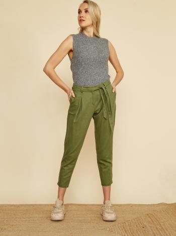 Zelené dámské zkrácené lněné kalhoty ZOOT.lab Alondra