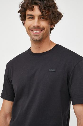 Bavlněné tričko Calvin Klein černá barva, s aplikací