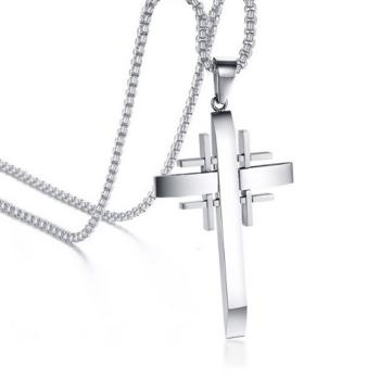 Ziskoun řetízek s přívěskem Jerusalem Cross z chirurgické oceli PN000090 Barva: Stříbrná
