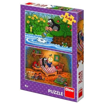 Dino Krteček a perla Puzzle deskové  2 x 48 dílků