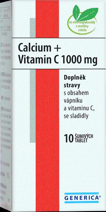 Generica Calcium + Vitamin C 1000 mg 10 šumivých tablet