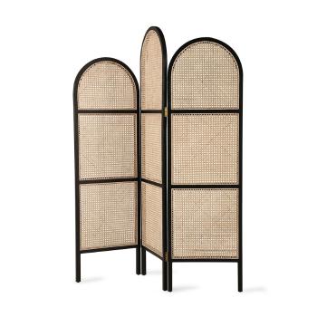 Černý retro dřevěný paravan Webbing - 150*2,5*180cm MOM6604