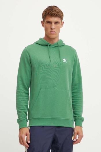 Bavlněná mikina adidas Originals pánská, zelená barva, s kapucí, hladká, IX7671