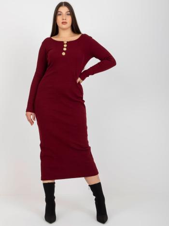 VÍNOVÉ PŘILÉHAVÉ MAXI ŠATY FA-SK-0244.96-BORDO Velikost: ONE SIZE