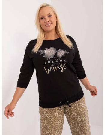 Dámská halenka plus size s potiskem černá 