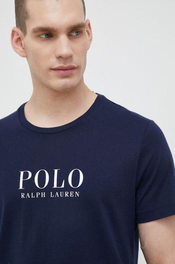 Bavlněné pyžamové tričko Polo Ralph Lauren tmavomodrá barva, s potiskem