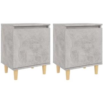 Noční stolek dřevěné nohy 2 ks betonově šedá 40 × 30 × 50 cm (805824)