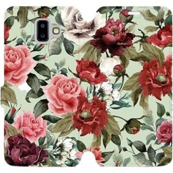 Flipové pouzdro na mobil Samsung Galaxy J6 Plus 2018 - MD06P Růže a květy na světle zeleném pozadí (5903226510962)