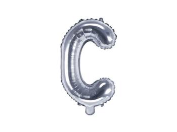 Balón foliový písmeno "C", 35 cm, stříbrný (NELZE PLNIT HELIEM) - xPartydeco