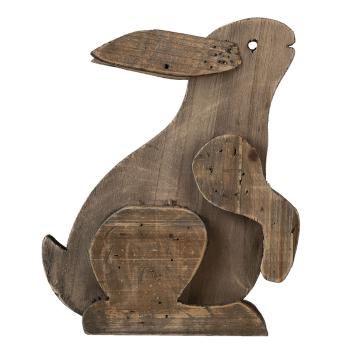 Hnědá dřevěná dekorativní soška sedícího králíka - 20*12*26 cm 6H2022