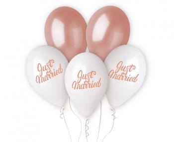 Godan Sada latexových balónů - Just Married růžovozlaté 5 ks