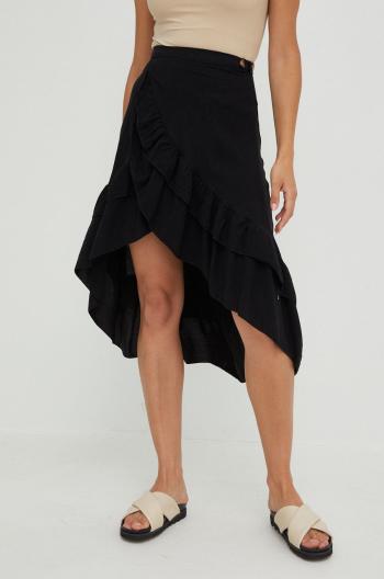 Bavlněná sukně Answear Lab černá barva, midi, áčková