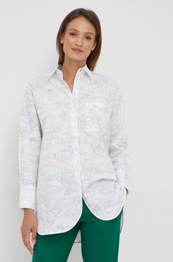 Bavlněné tričko PS Paul Smith bílá barva, relaxed, s klasickým límcem