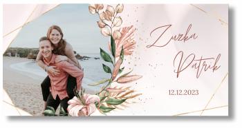 Svatební banner s fotkou - Lovely pink Rozměr banner: 130 x 65 cm