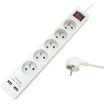 WowME prodlužovací přívod 230V 5 zásuvek 1,5m 16A/3680W + 2x USB (KF-FB-05KFU2)