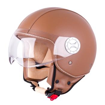 Helma na skútr W-TEC FS-701B Leather Brown  M (57-58)  hnědá