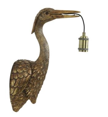 Bronzová antik nástěnná lampa jeřáb Crane - 30*16*48 cm / E27 3122685