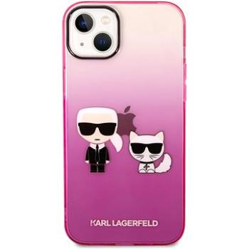 Karl Lagerfeld Gradient Karl and Choupette Zadní Kryt pro iPhone 14 Plus Pink (KLHCP14MTGKCP)